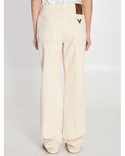 Valentino Natural Logo Patch Straight Leg Jeans