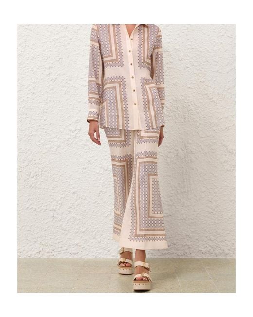 Zimmermann Pink Patterned Collection Trousers