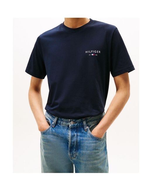 Tommy Hilfiger Blue Logo Short Sleeve T-Shirt for men