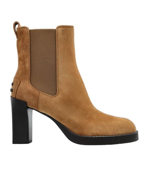 Tod's Brown Heeled Chelsea Ankle Boots