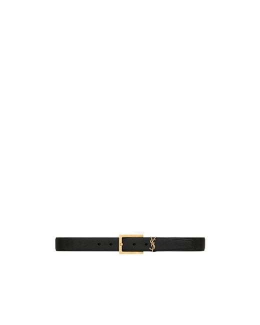 Saint Laurent White Cassandre Logo Plaque Belt for men