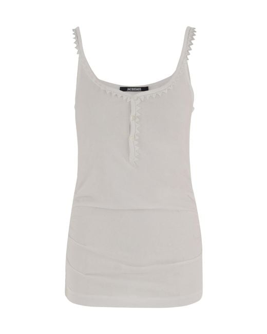 Jacquemus Women's White Le Debardeur Clavela Sleeveless Tank Top