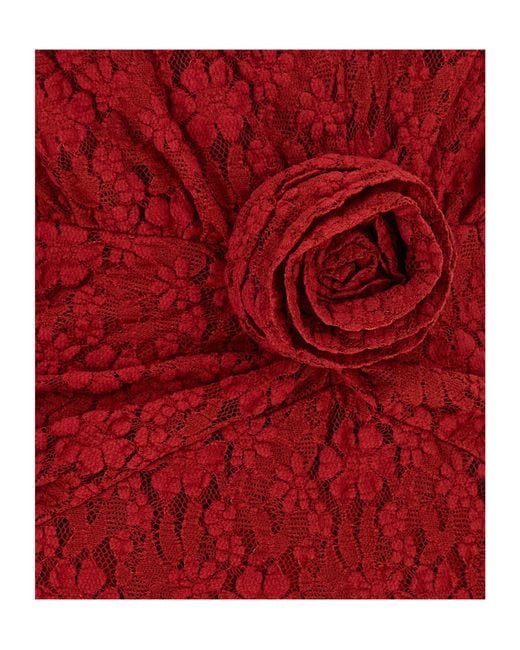 ROTATE BIRGER CHRISTENSEN Red Lace V-Neck Mini Dress