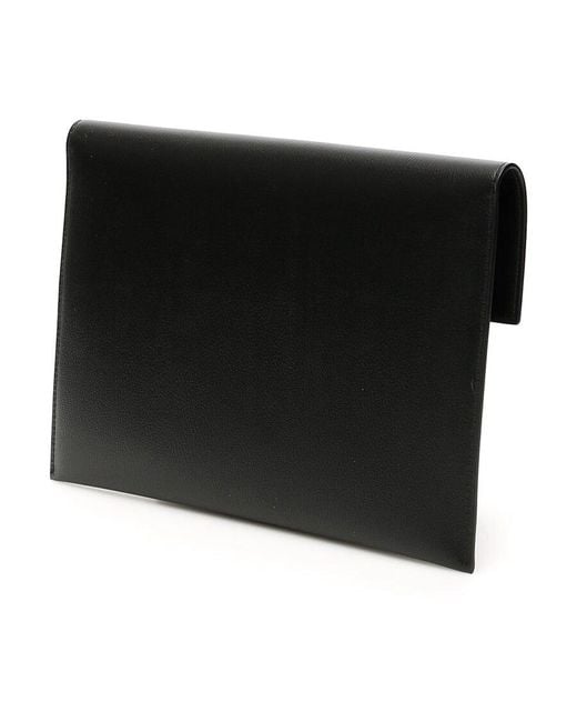 McQueen Black Studded Leather Envelope Clutch