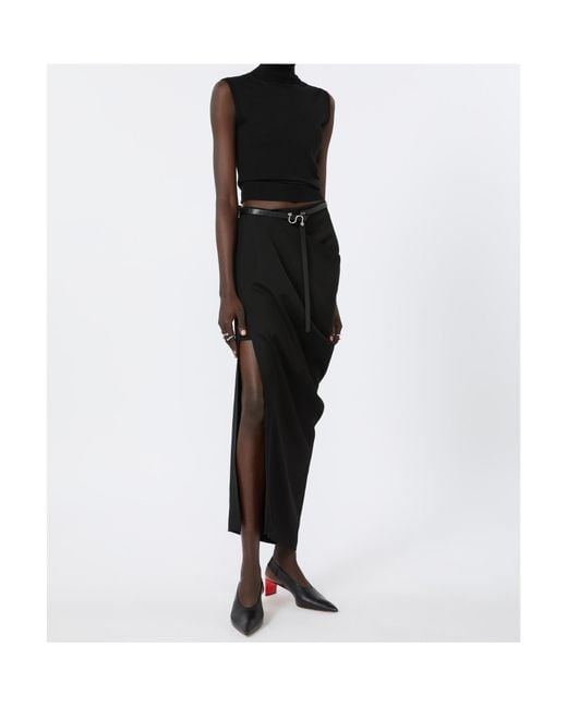 Sportmax Black Asymmetric Skirt With Draping