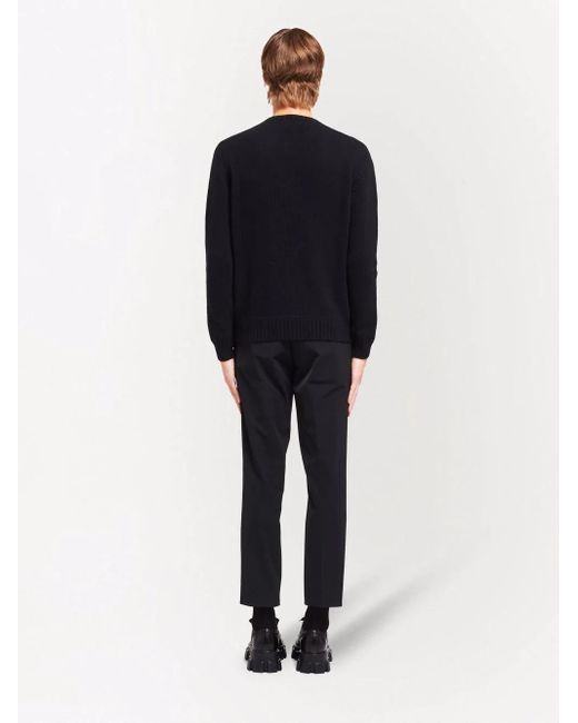 Prada Black Logo Detailed Knitted Jumper for men