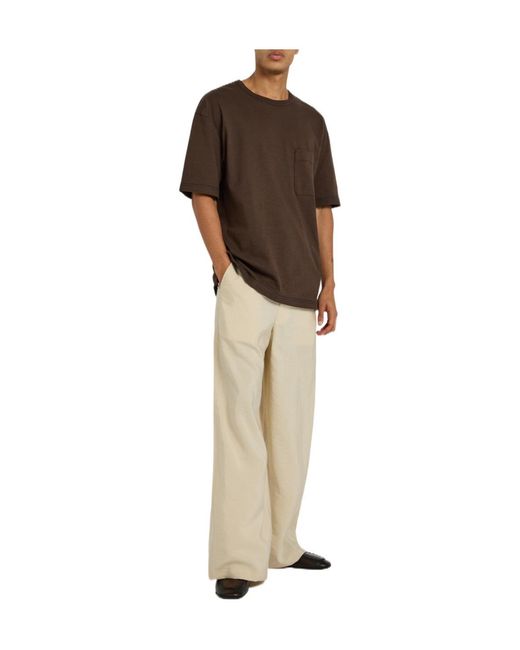 Lemaire Brown Boxy Cotton And Linen-Blend T-Shirt for men