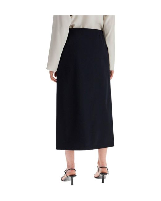 The Row Black Kavi Straight Hem Midi Skirt