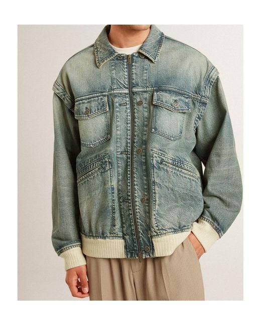 Golden ｜DENIM JACKETS (GWP01612 P001258 50100) Blue jeans with a distressed finish