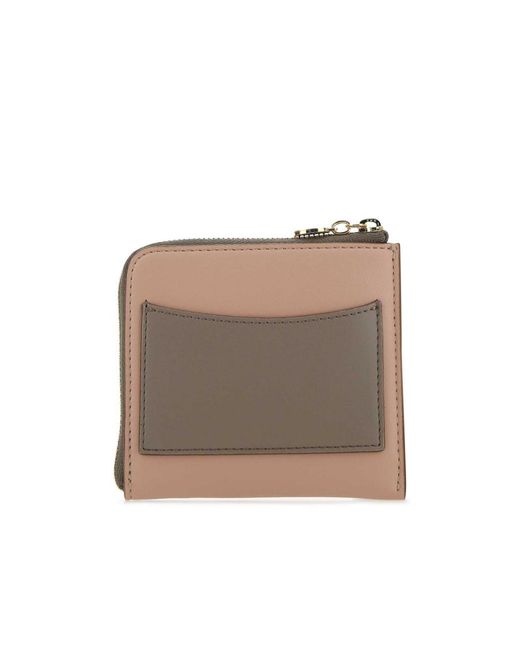 Stella McCartney Natural Logo Perforated Zipped Wallet