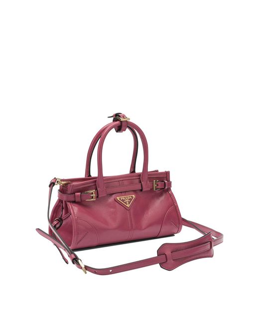 Prada Purple Bonnie Logo Plaque Mini Tote Bag