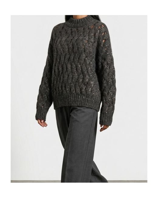 Brunello Cucinelli Gray 'Dazzling Waves' Sweater