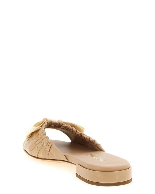 Prada Natural Round-Toe Flat Sandals