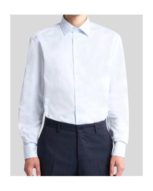 Etro Blue Jacquard Button-Up Shirt for men