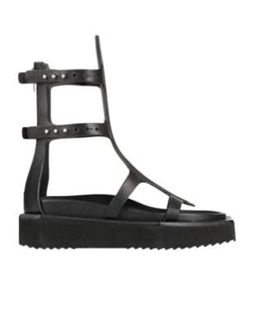 Rick Owens Black Simple Leather Roman Sandals