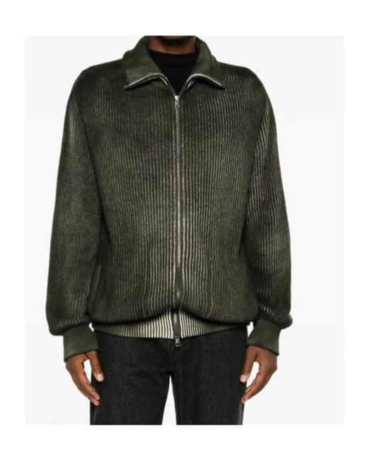 Avant Toi Green Long-Sleeved Zip-Up Cardigan for men