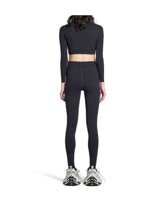 Balenciaga Blue Activewear Logo Printed Leggings