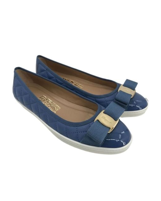 Ferragamo Blue Logo Flats