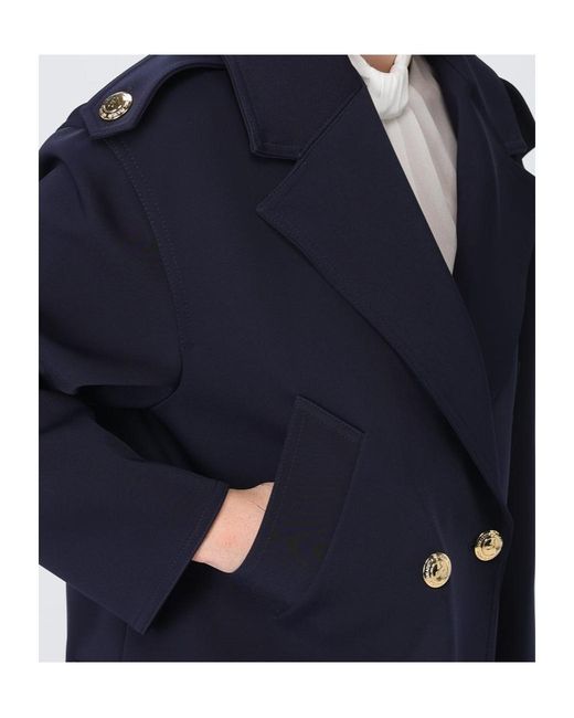 Elisabetta Franchi Blue Double-Breasted Coat