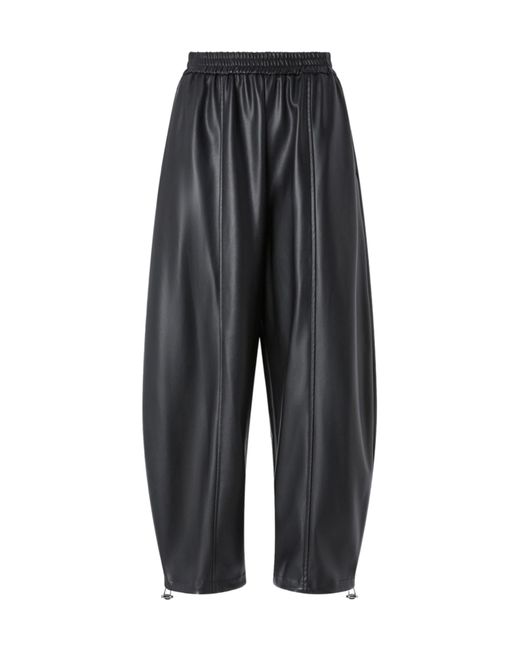 Pinko Black Wide-Leg Leather Pants