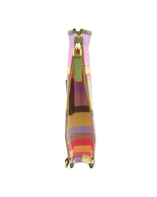 Marc Jacobs Pink Striped Mesh Pouch