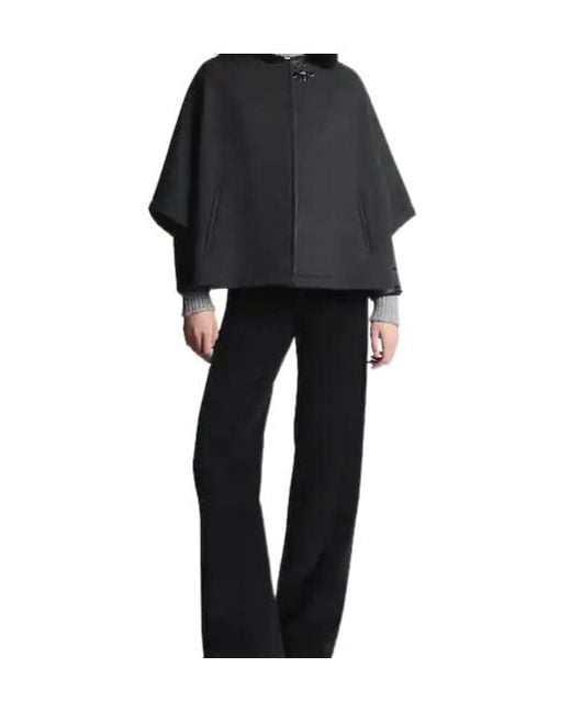 Fay Black Double-Breasted Cape Coat
