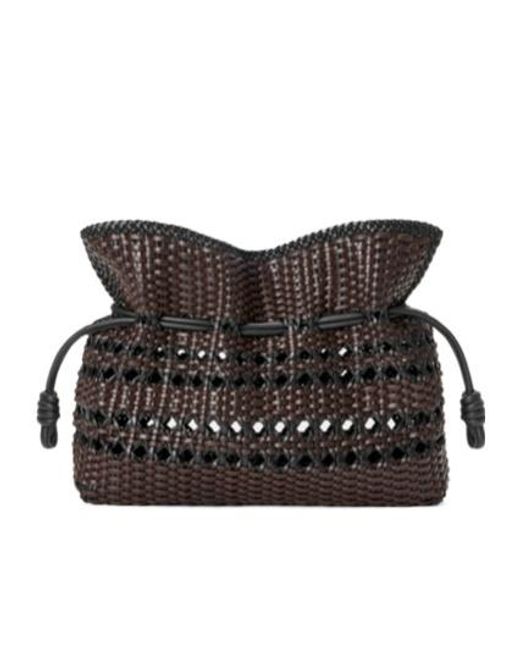 Loewe Black Leather Woven Flamenco Clutch Bag