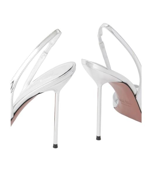 Paris Texas White Mirrored-Leather Slingback Sandals