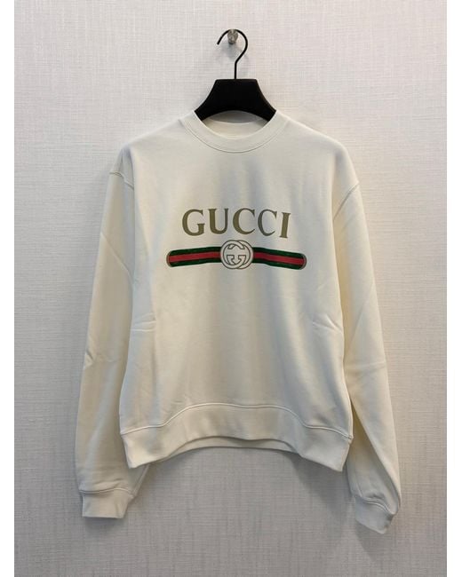 Gucci Natural Logo Printed Crewneck Sweatshirt for men
