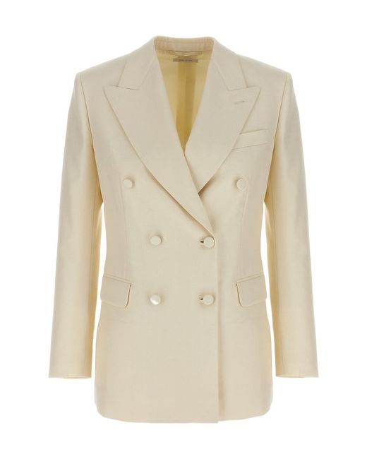 Brioni Natural Double-Breasted Blazer
