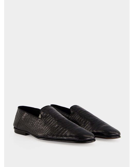 Tom Ford Black Crocodile-Embossed Loafers for men