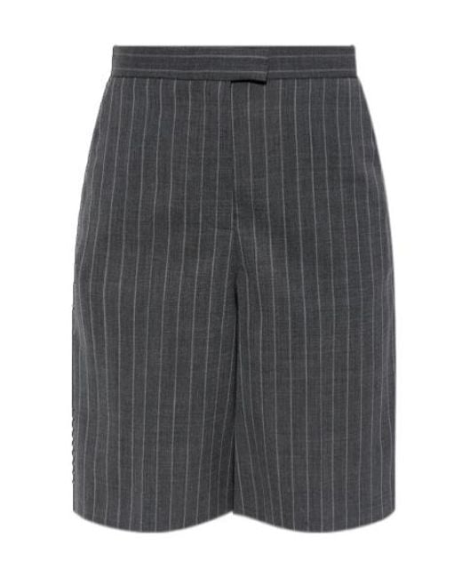 Valentino Gray Striped Bermuda Shorts