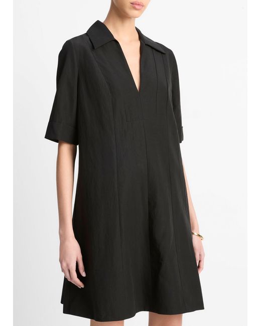 Vince Black Short Sleeve Shirt Dress
