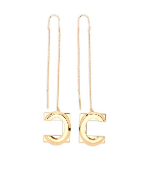 Elisabetta Franchi White Pendant Logo Earrings
