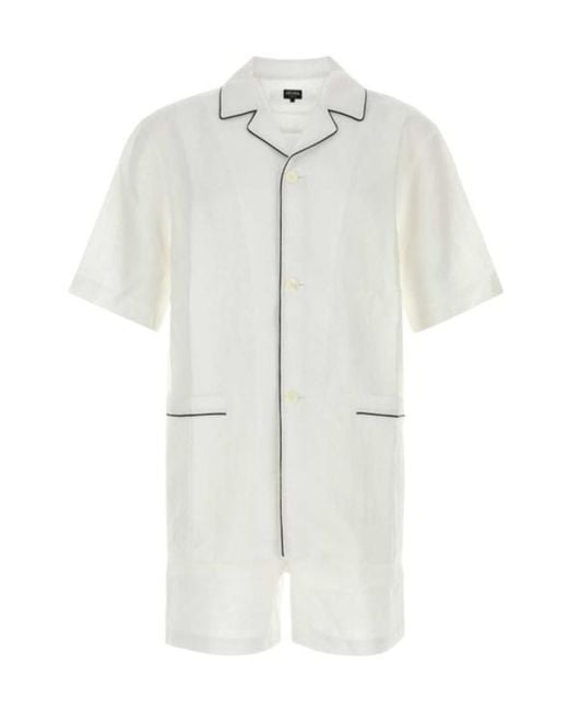 Zegna White Contrast-Piping Short Pyjamas for men