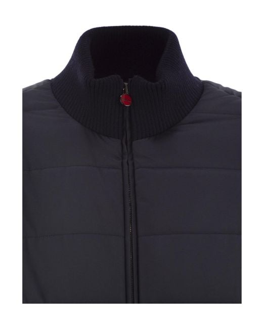 Kiton Blue Zip-Up Padded Bomber Jacket for men