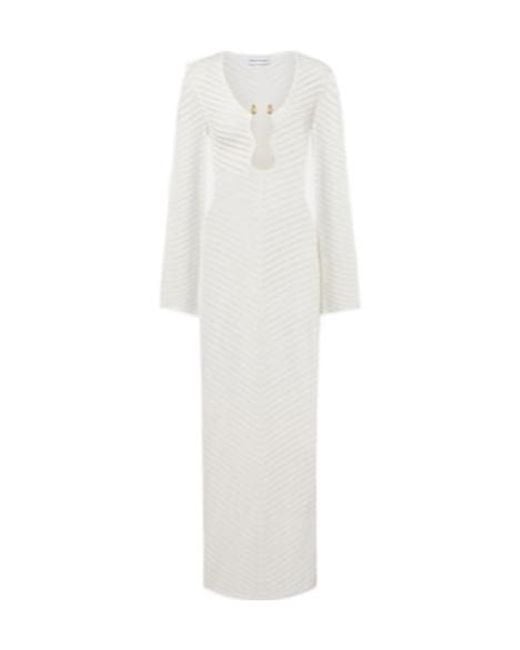 Rebecca Vallance White Cassis Chevron Knitted Maxi Dress