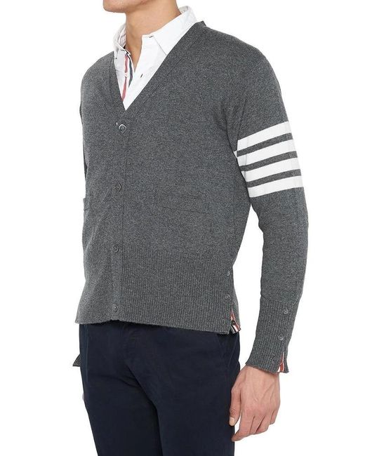 Thom Browne Blue Bar Stripe Cardigan for men