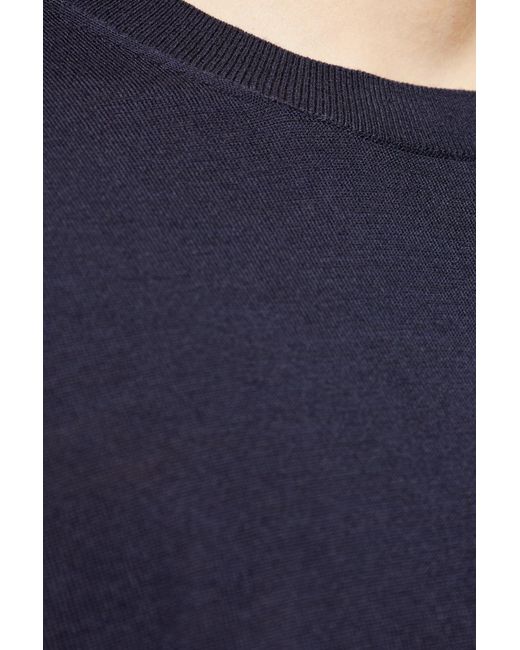 Dries Van Noten Blue Long-Sleeved Crew Neck Sweater for men