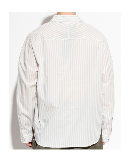 Represent White Striped Logo-Print Shirt for men