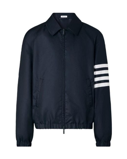 Thom Browne Blue Shiny Ripstop 4-Bar Track Jacket for men