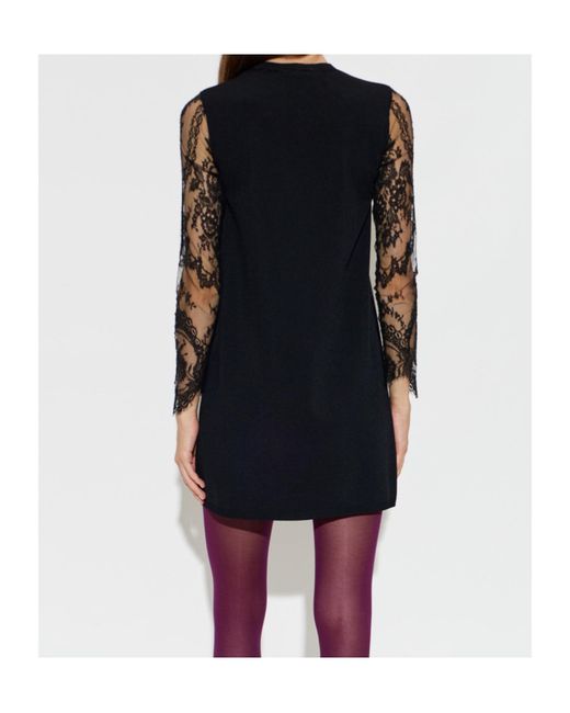 Valentino Black Round Neck Long Sleeve Dress