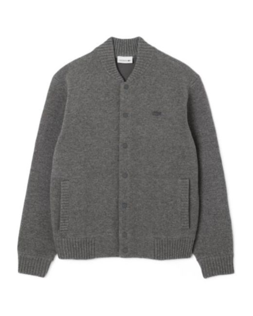 Lacoste Gray Knitted Bomber Jacket for men