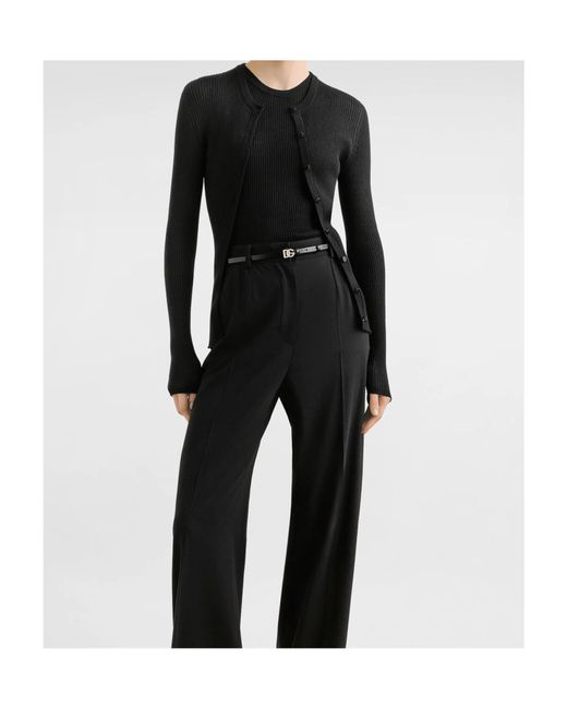 Dolce & Gabbana Black Ribbed Button-Up Cardigan