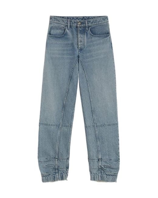 Jil Sander Blue Tapered-Leg Frayed-Hem Jeans