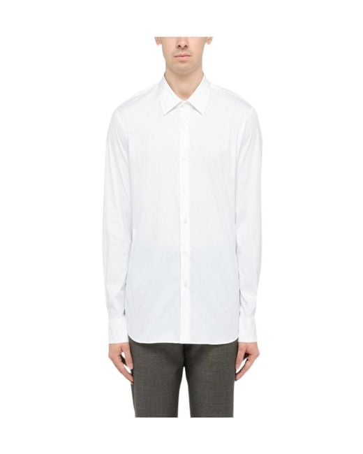 Prada White Long Sleeved Buttoned Shirt for men