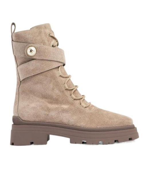 Jimmy Choo Brown Splicing Design Short Boots