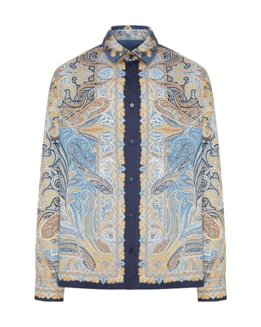 Etro Blue Long-Sleeve Shirt for men