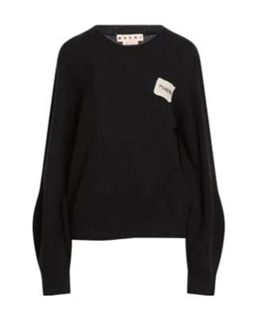 Marni Black Plainsolid-Color Cashmere Knitted Sweater