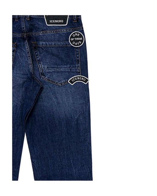 Iceberg Blue Straight Jeans for men